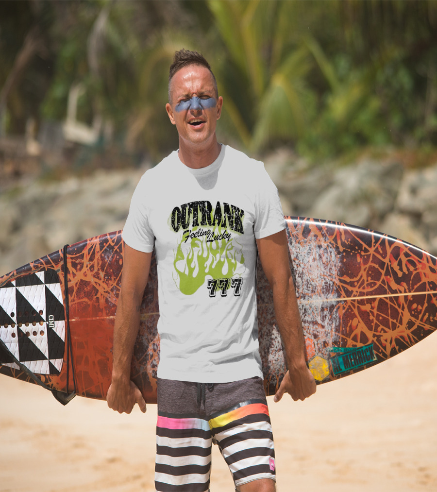 Outrank Feeling Lucky 777 Green Flames T-Shirt