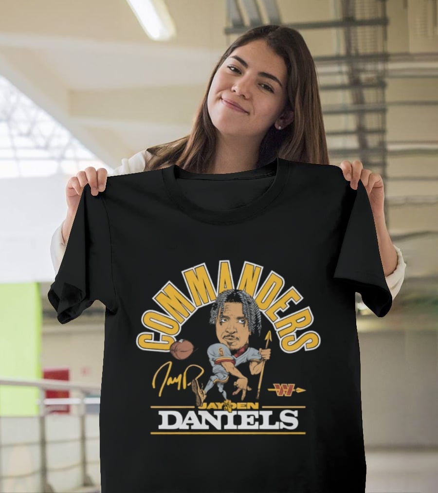 Washington Commanders Football Jayden Daniels Caricature T-Shirt