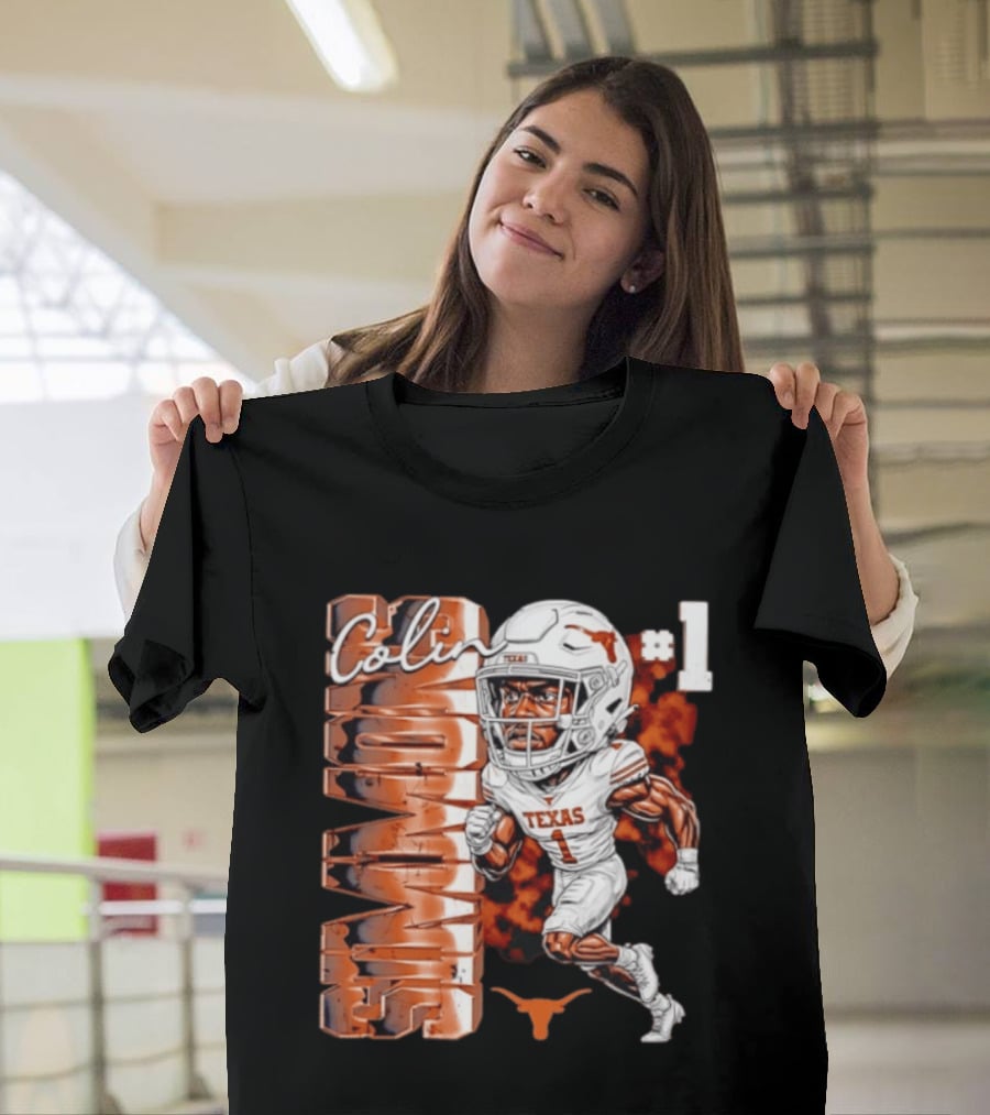 Colin Simmons #1 Texas Longhorns Football Caricature T-Shirt