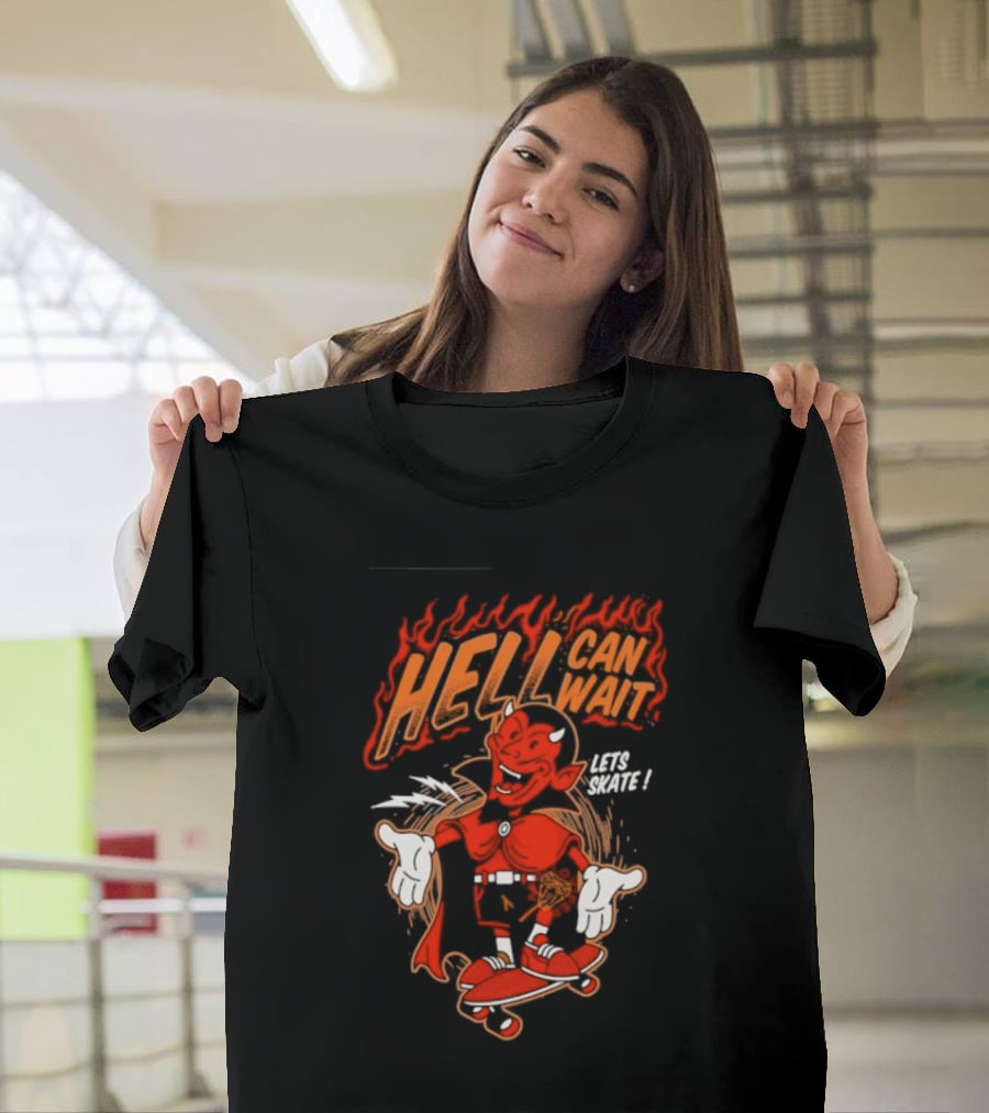 Hell Can Wait Let's Skate Devil Skateboarding T-Shirt