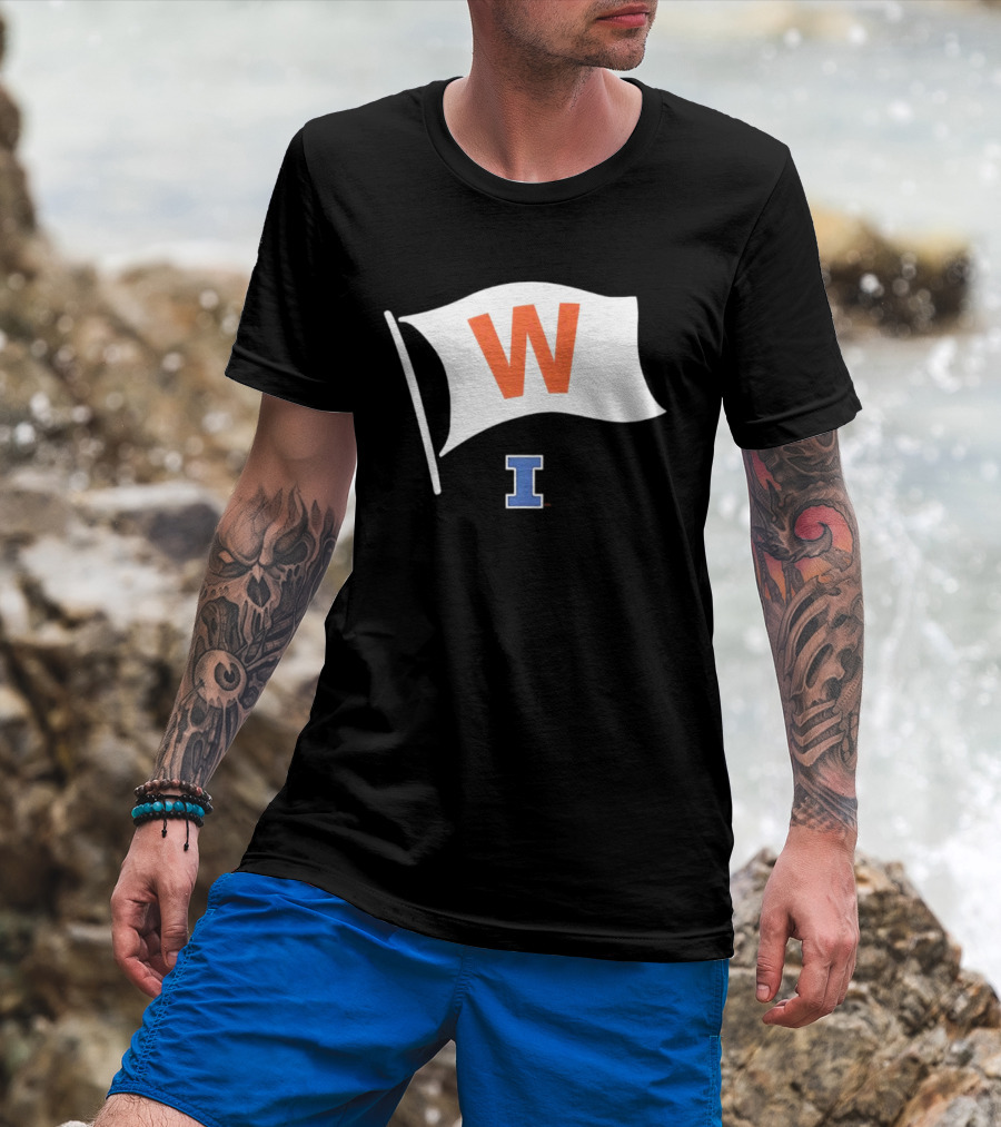 Illinois Fighting Illini Football Fly The W Flag Waving Victory T-Shirt