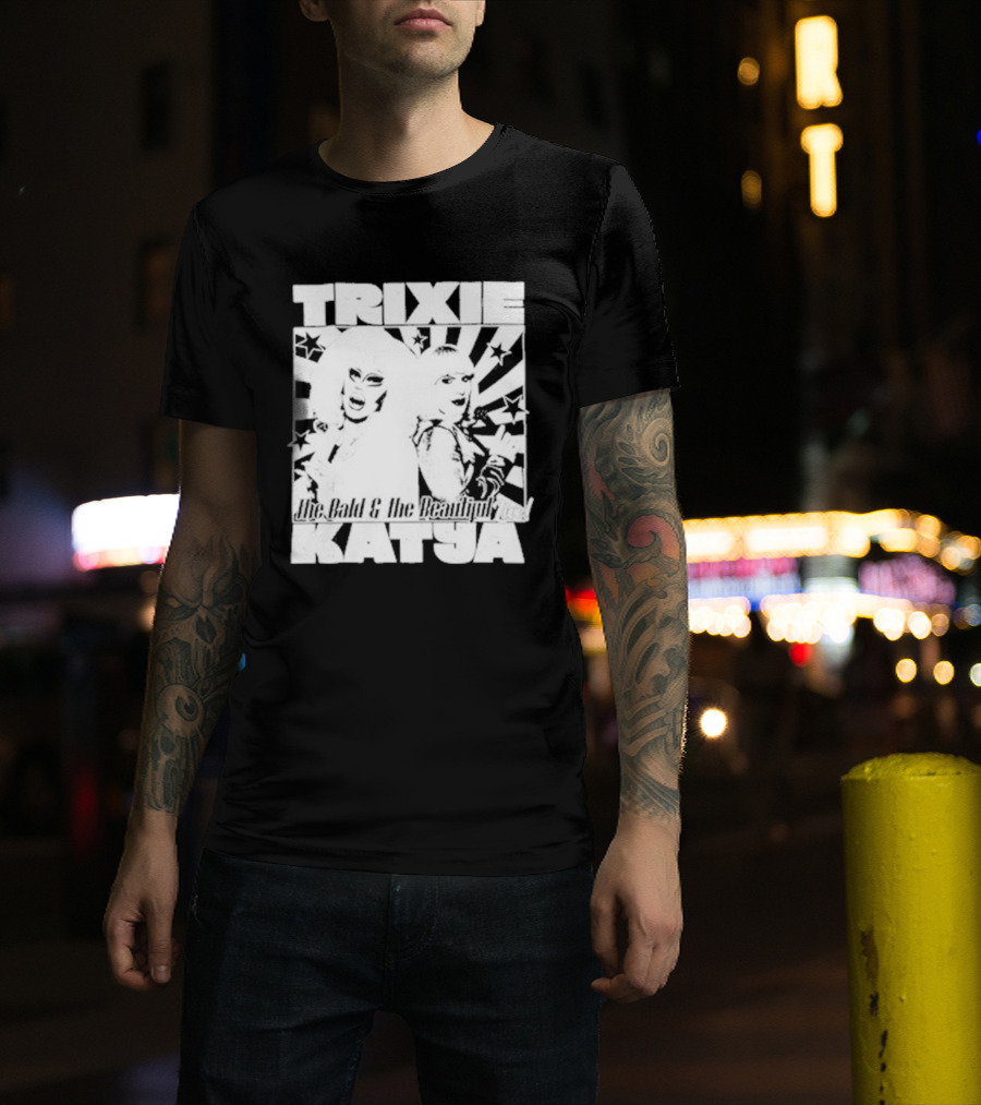Trixie Katya The Bald And The Beautiful Stars Burst Microphone T-Shirt