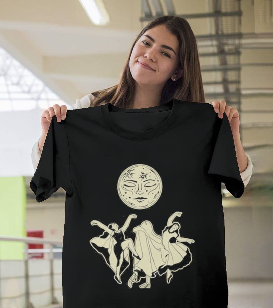 Two Girls Ghostly Dance Under Moon T-Shirt