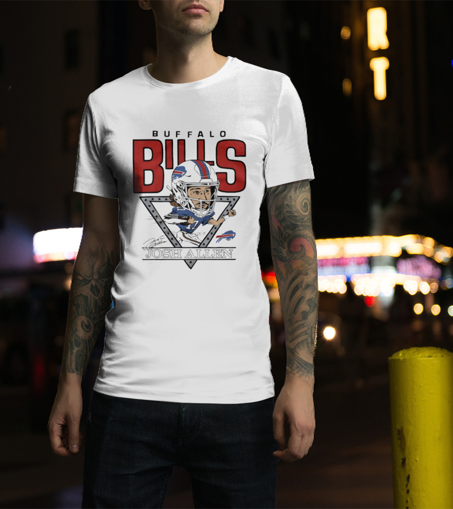 Buffalo Bills Josh Allen Football Caricature Triangle T-Shirt