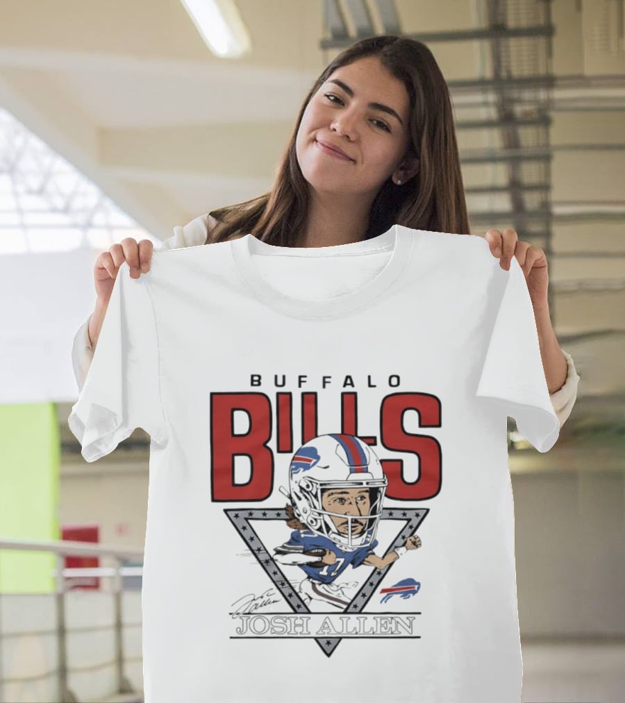 Buffalo Bills Josh Allen Football Caricature Triangle T-Shirt