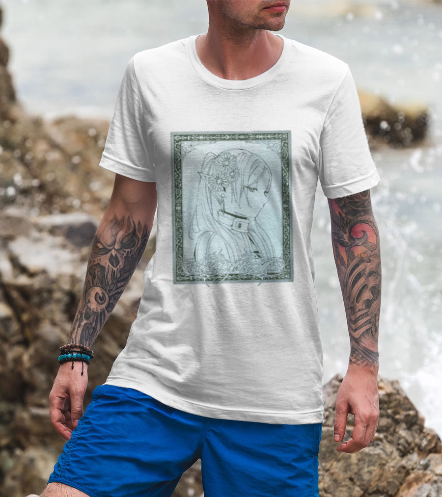 Frieren Evergreen Elf Girl Floral Fantasy Art Nouveau T-Shirt