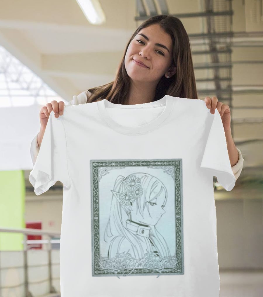 Frieren Evergreen Elf Girl Floral Fantasy Art Nouveau T-Shirt