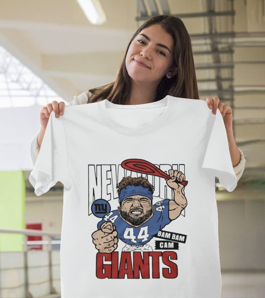 New York Giants Bam Bam Cam 44 Caricature Football ан T-Shirt