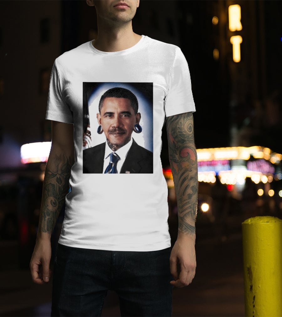 Obama President Political Fashion With Tattoos And Futuristic T-Shirt