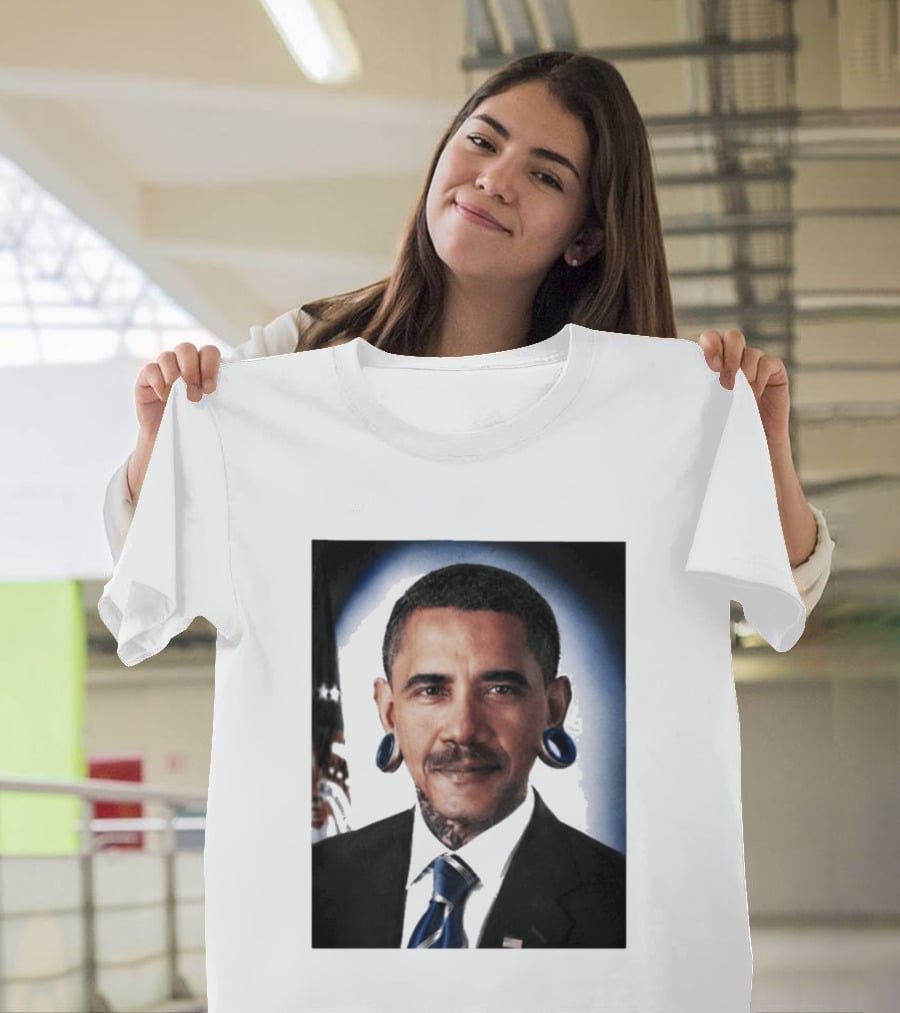Obama President Political Fashion With Tattoos And Futuristic T-Shirt