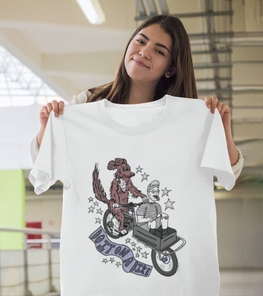 Original Dog On A Bike Omnium Cycling Matt Crank Free And High Stars T-Shirt
