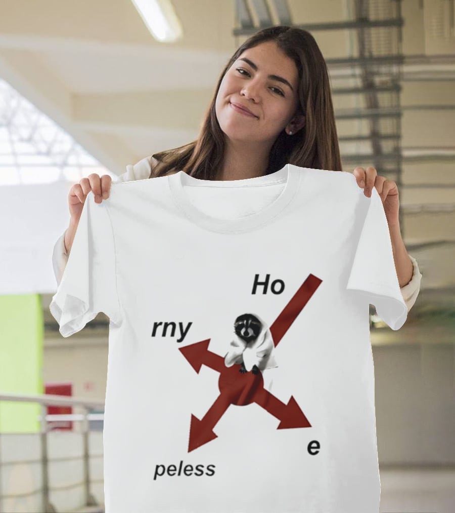 Raccoon Horny Hopeless Hoe Arrows T-Shirt