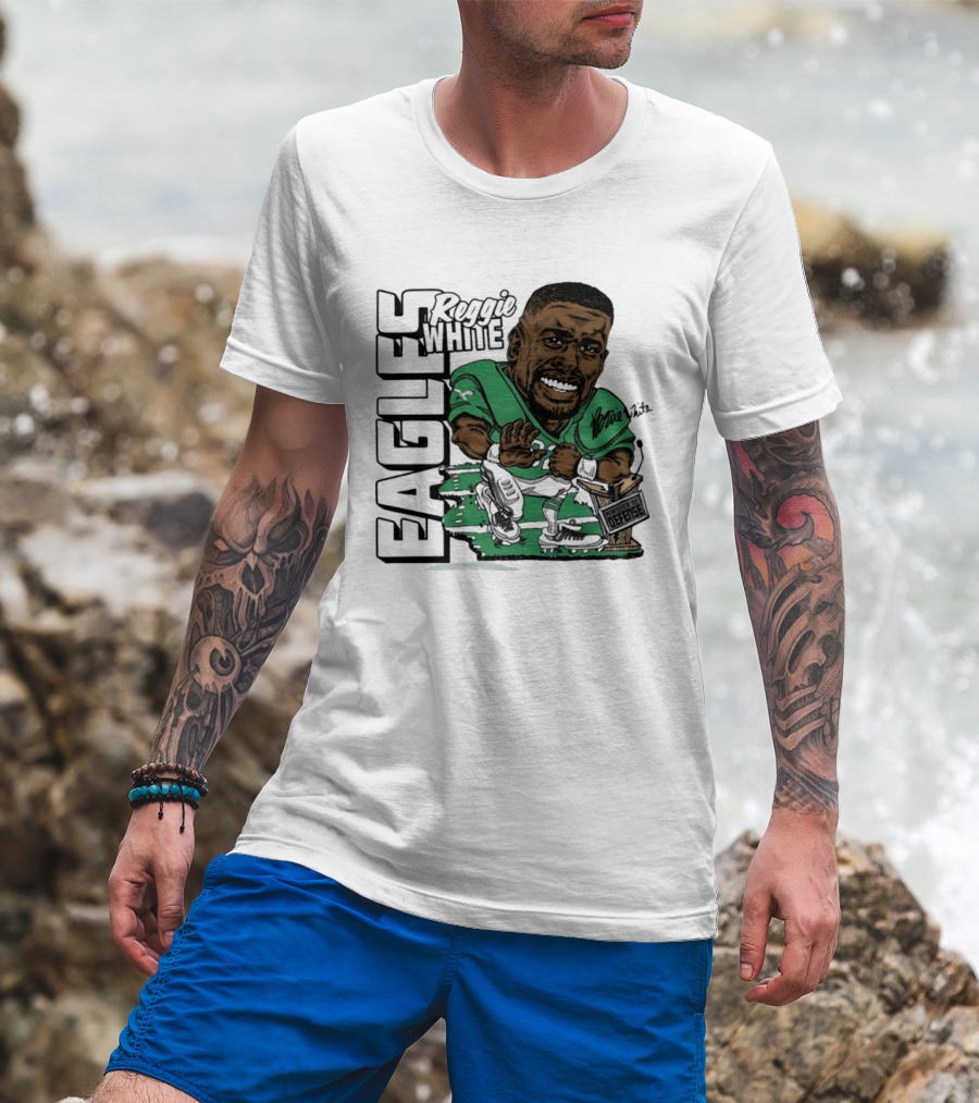 Reggie White Philadelphia Eagles Caricature Art NFL Legendary Player T-Shirt