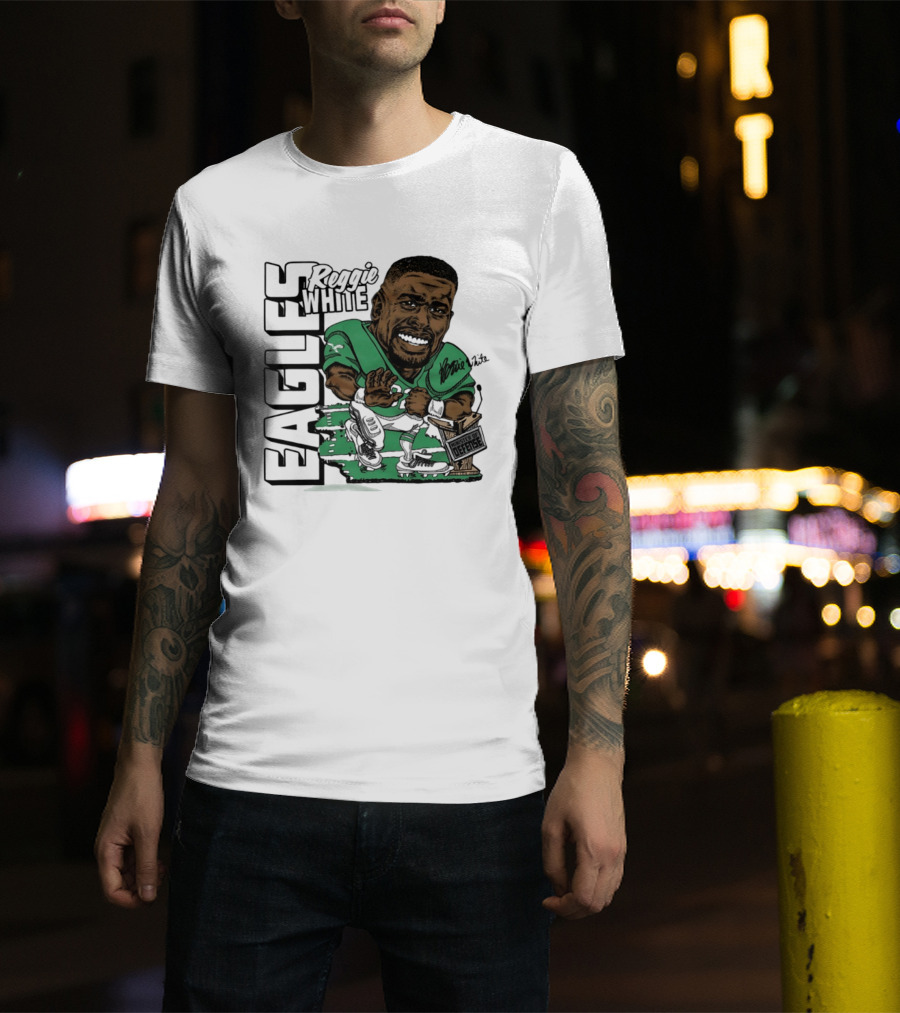 Reggie White Philadelphia Eagles Caricature Art NFL Legendary Player T-Shirt