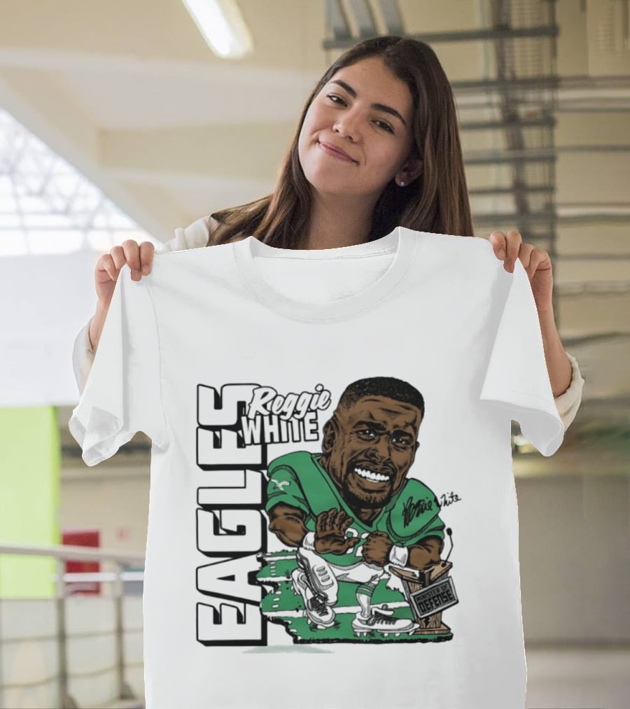 Reggie White Philadelphia Eagles Caricature Art NFL Legendary Player T-Shirt