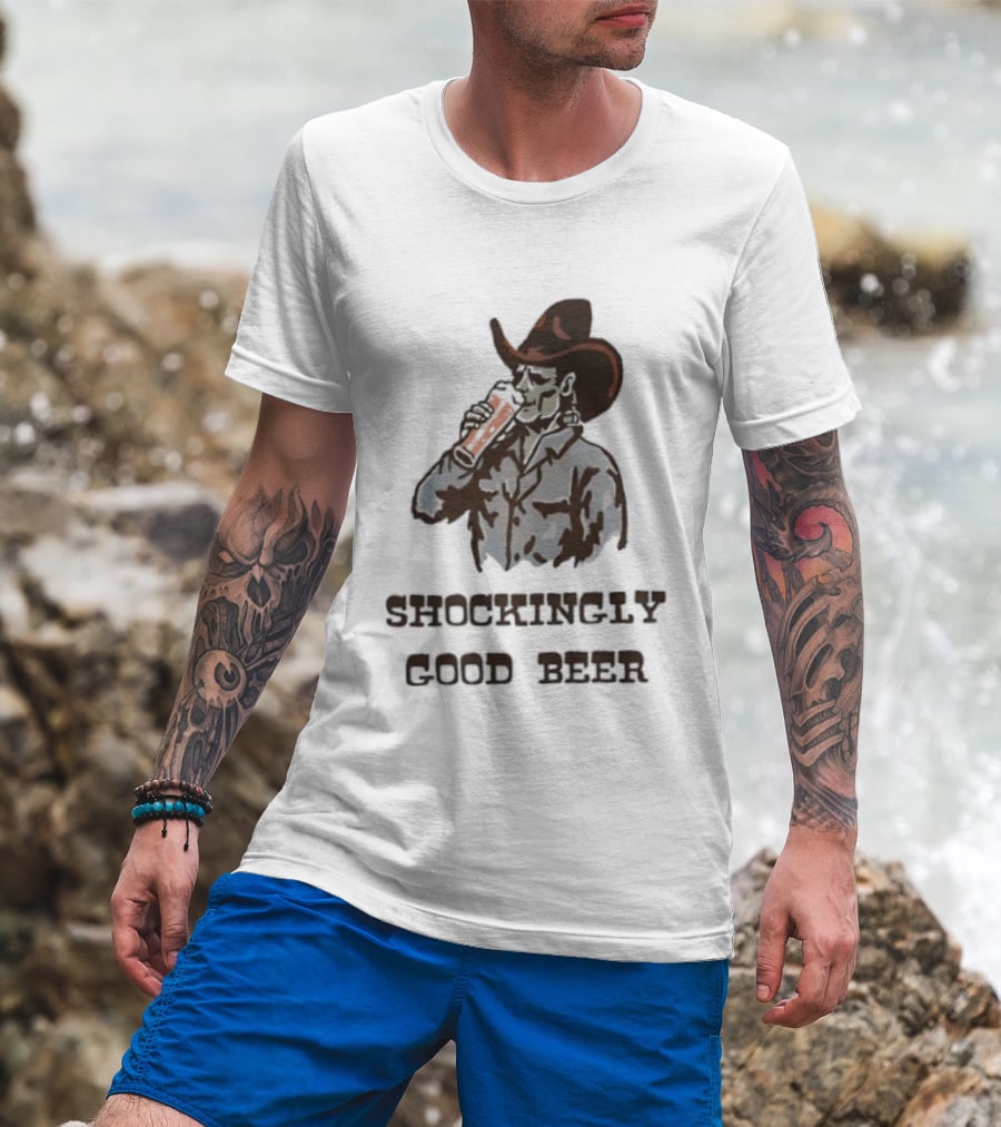 Shockingly Good Beer Cowboy Frankenstein Drinking Beverage T-Shirt