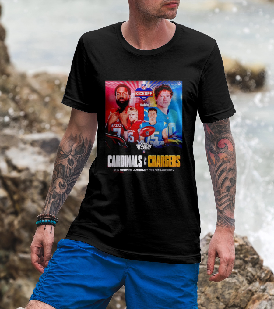 Cardinals Vs Chargers NFL Kickoff 2026 YouTube TV CBS Paramount September 13 T-Shirt