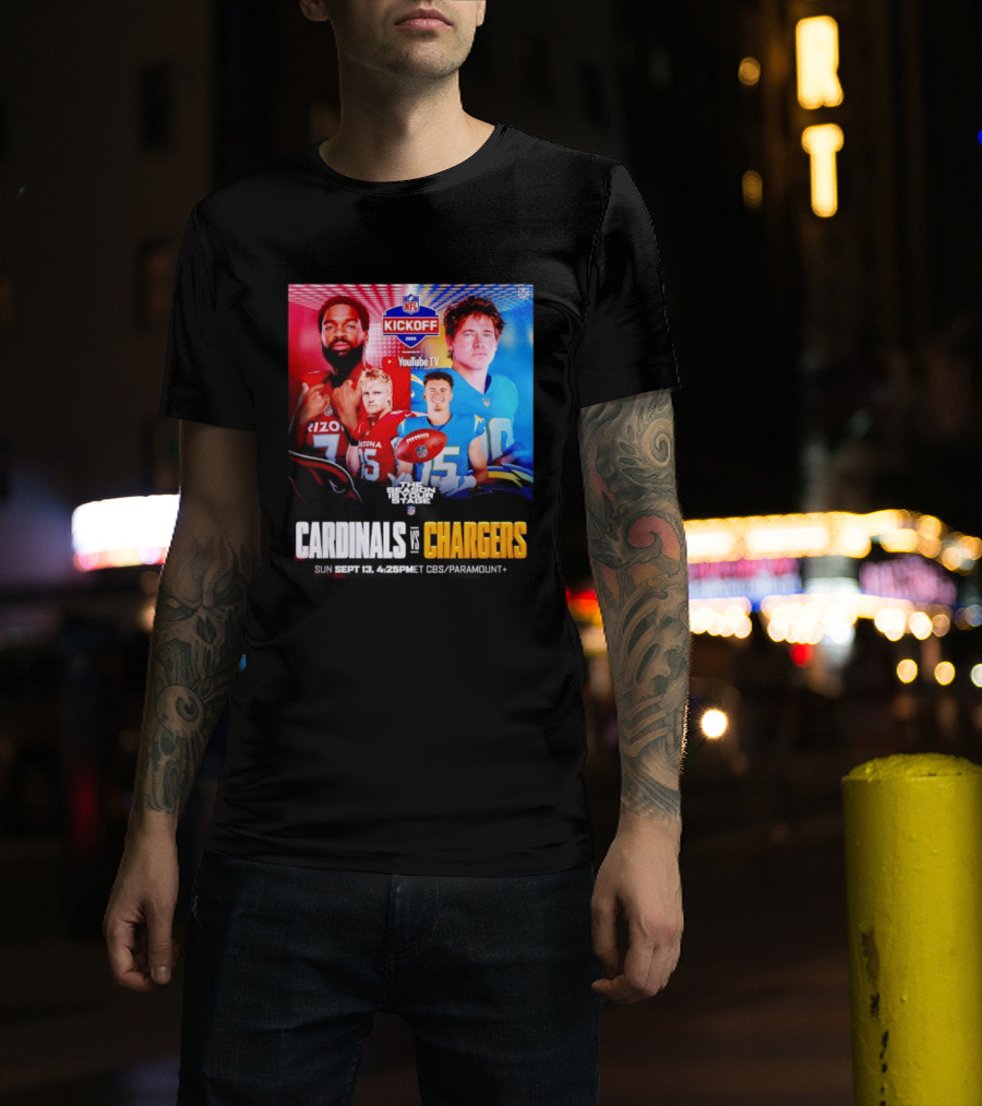 Cardinals Vs Chargers NFL Kickoff 2026 YouTube TV CBS Paramount September 13 T-Shirt
