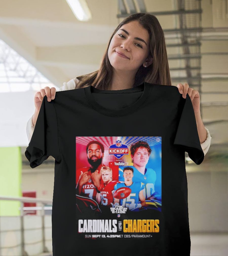 Cardinals Vs Chargers NFL Kickoff 2026 YouTube TV CBS Paramount September 13 T-Shirt