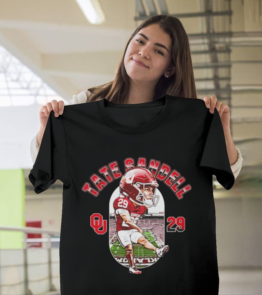 Tate Sandell 29 Oklahoma Sooners Football OU Player Caricature T-Shirt