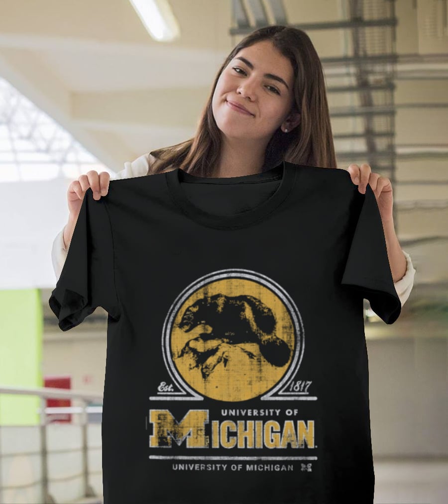 University Of Michigan Est 1817 Wolverine Michigan Wolverines Map T-Shirt