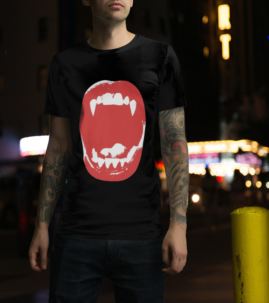 Vampire Fangs Open Mouth Red T-Shirt