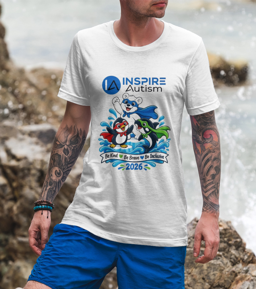 Inspire Autism Hero Walk 2026 Be Kind Brave Inclusive T-Shirt
