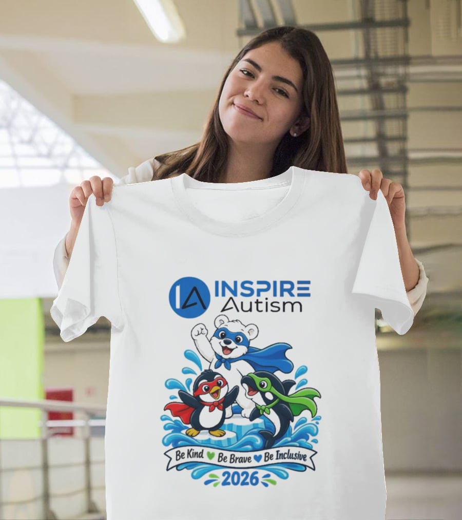 Inspire Autism Hero Walk 2026 Be Kind Brave Inclusive T-Shirt