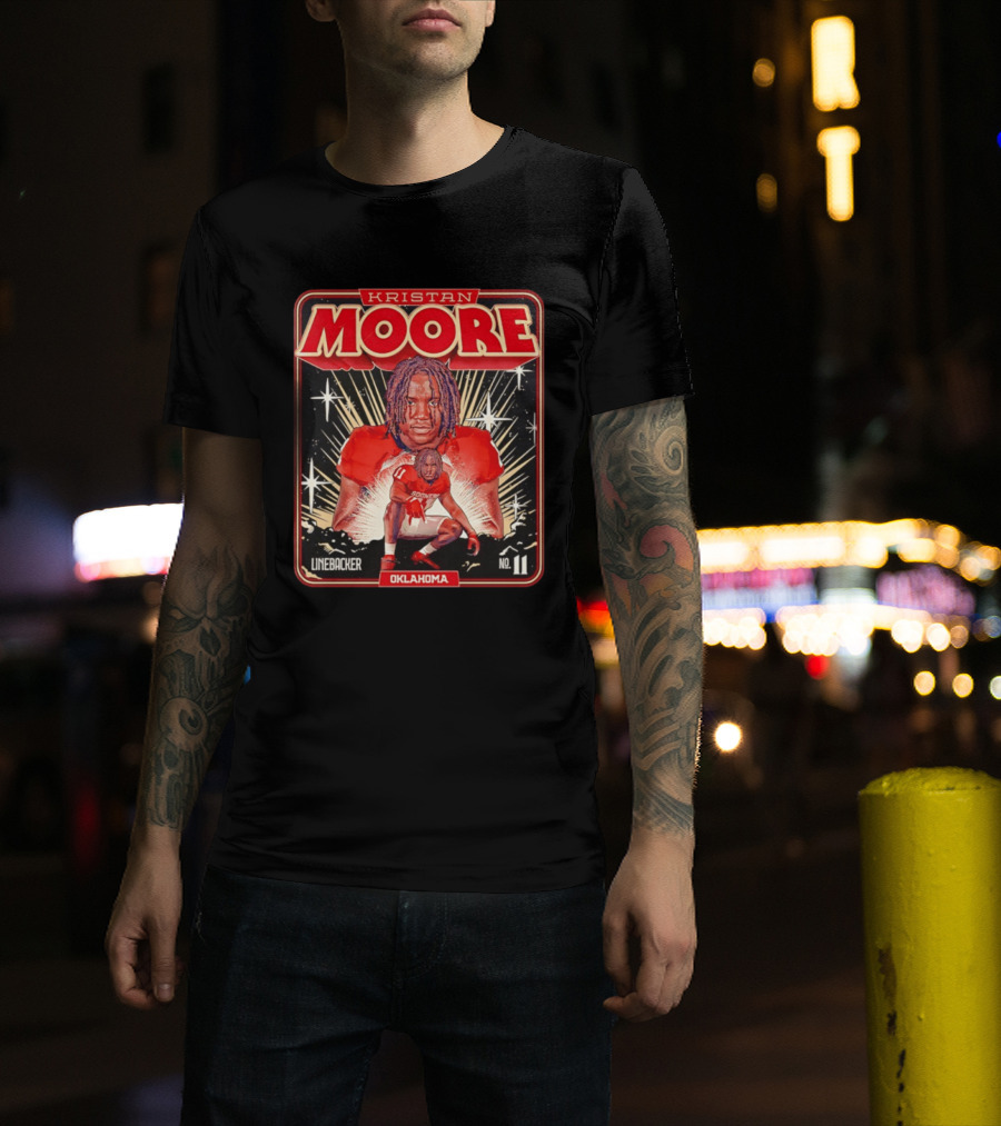 Kristan Moore Linebacker 11 Oklahoma Sooners Football T-Shirt