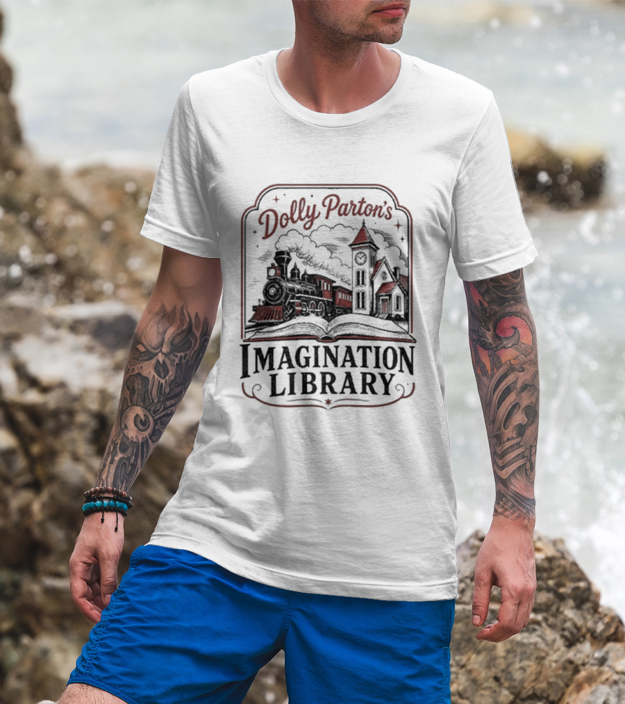 Dolly Parton's Imagination Library Train And Tower Scene T-Shirt
