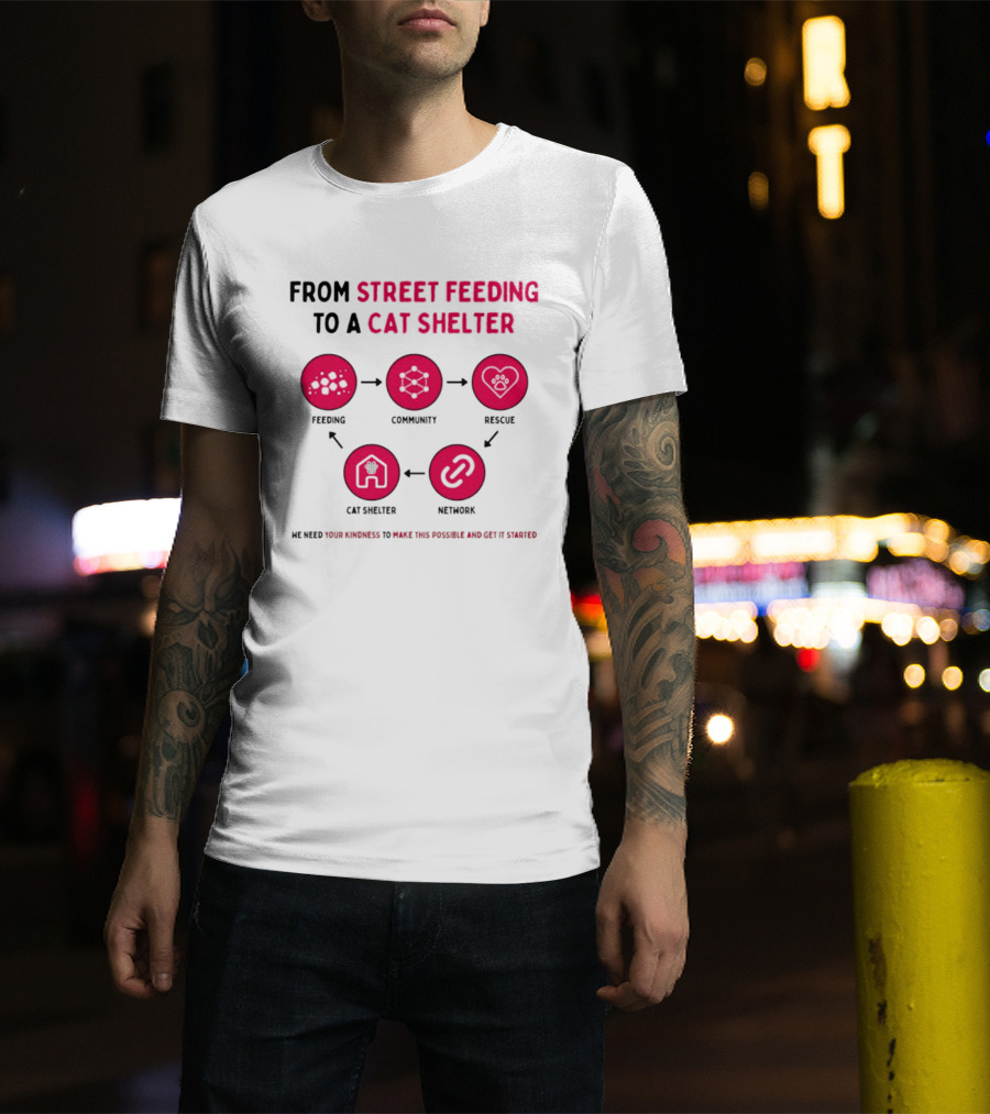 From Street Feeding To A Cat Shelter Feeding Community Rescue Cat Shelter Network T-Shirt
