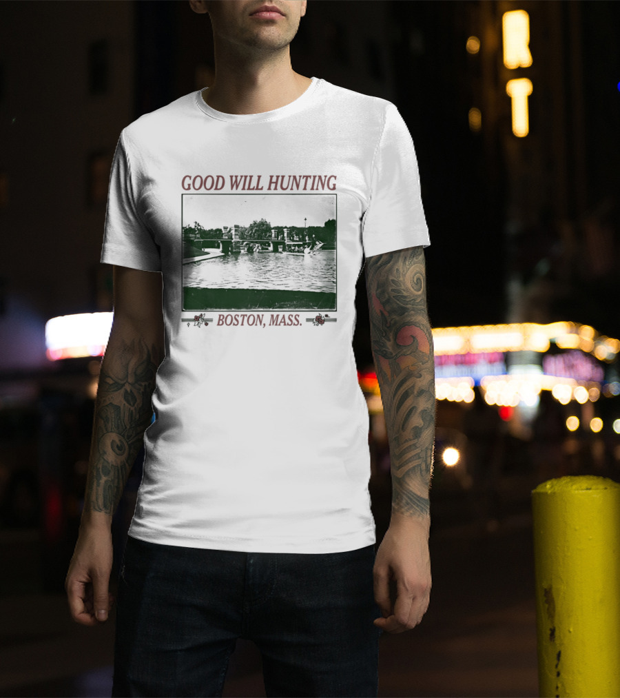 Good Will Hunting Boston Mass Matt Damon Urban River Scene T-Shirt