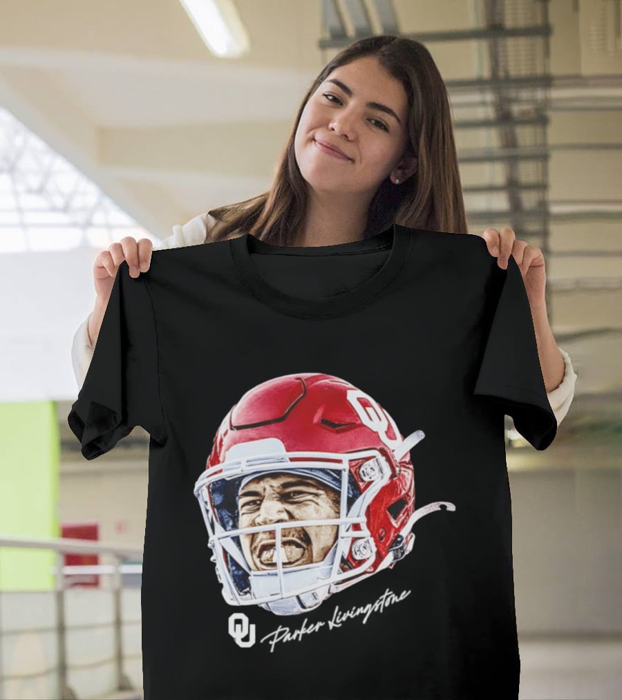 Oklahoma Sooners Parker Livingstone Football Swag Head OU Helmet T-Shirt
