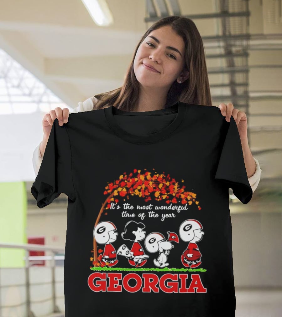 Peanuts Georgia Bulldogs Fall Halloween It's The Most Wonderful Time Of The Year T-Shirt