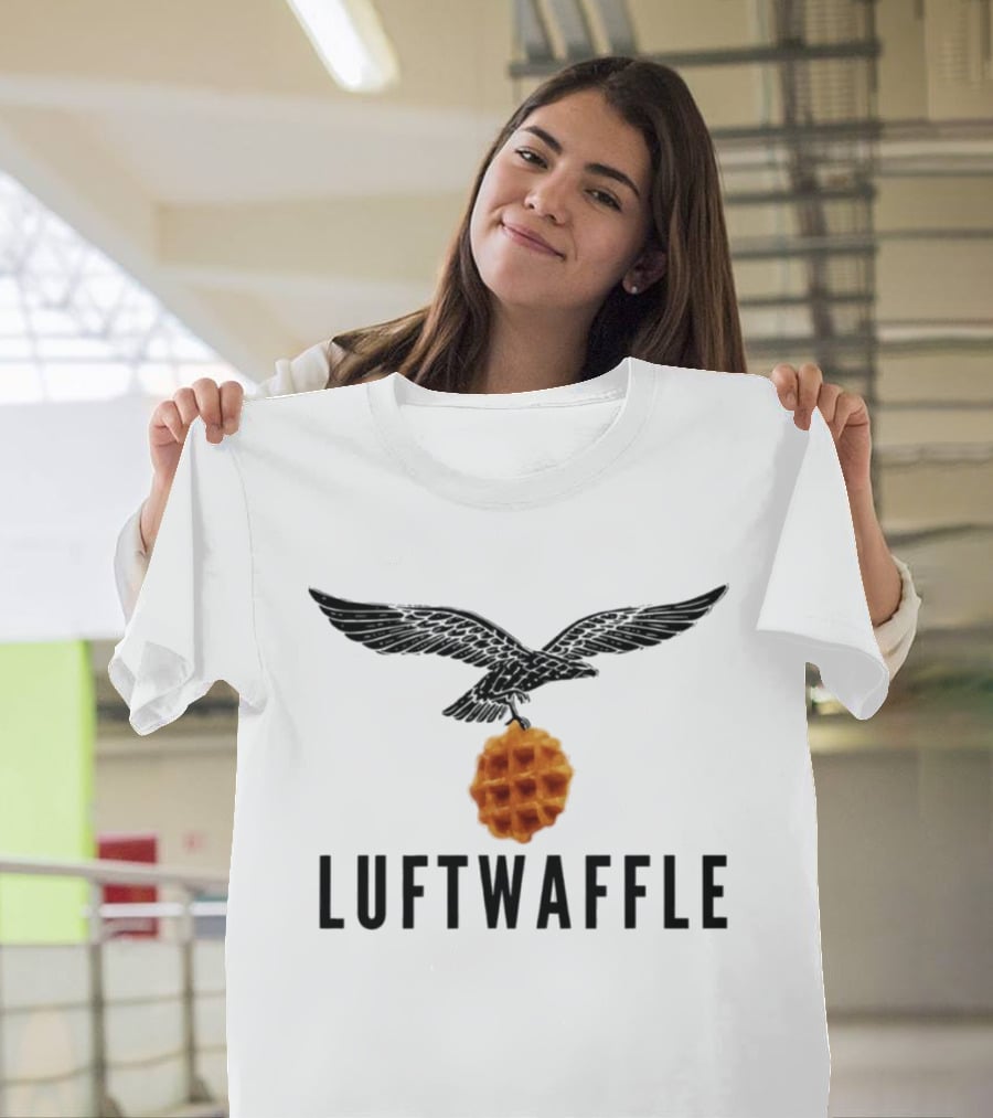 Luftwaffe Eagle Carrying Waffle Pun T-Shirt