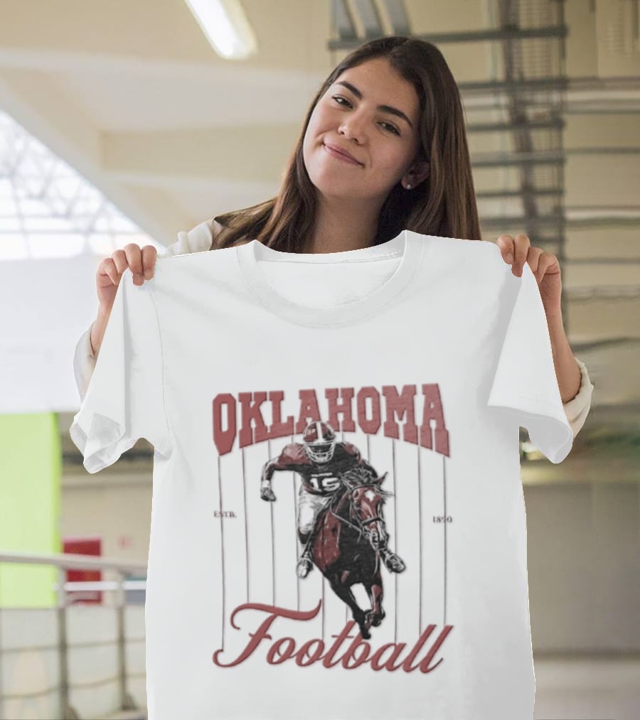 Oklahoma Sooners Football Player On Horse Estb 1890 T-Shirt