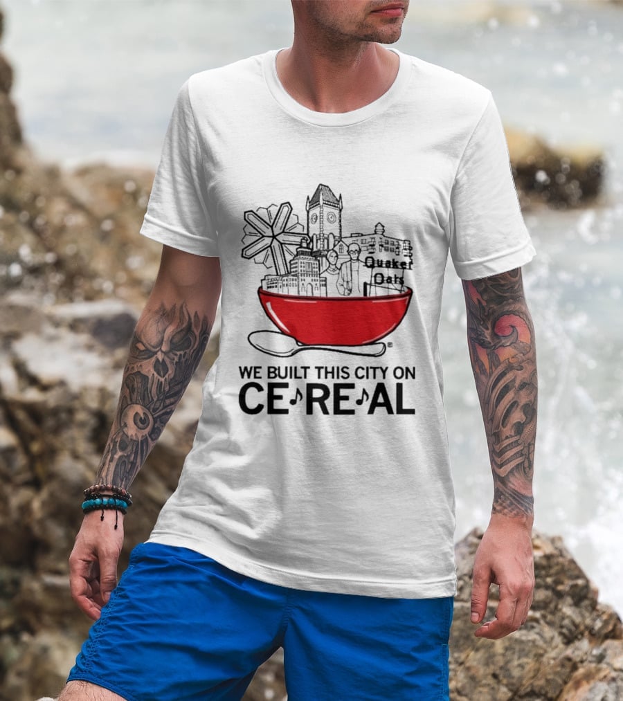 We Built This City On Ce Re Al Red Bowl Skyline T-Shirt