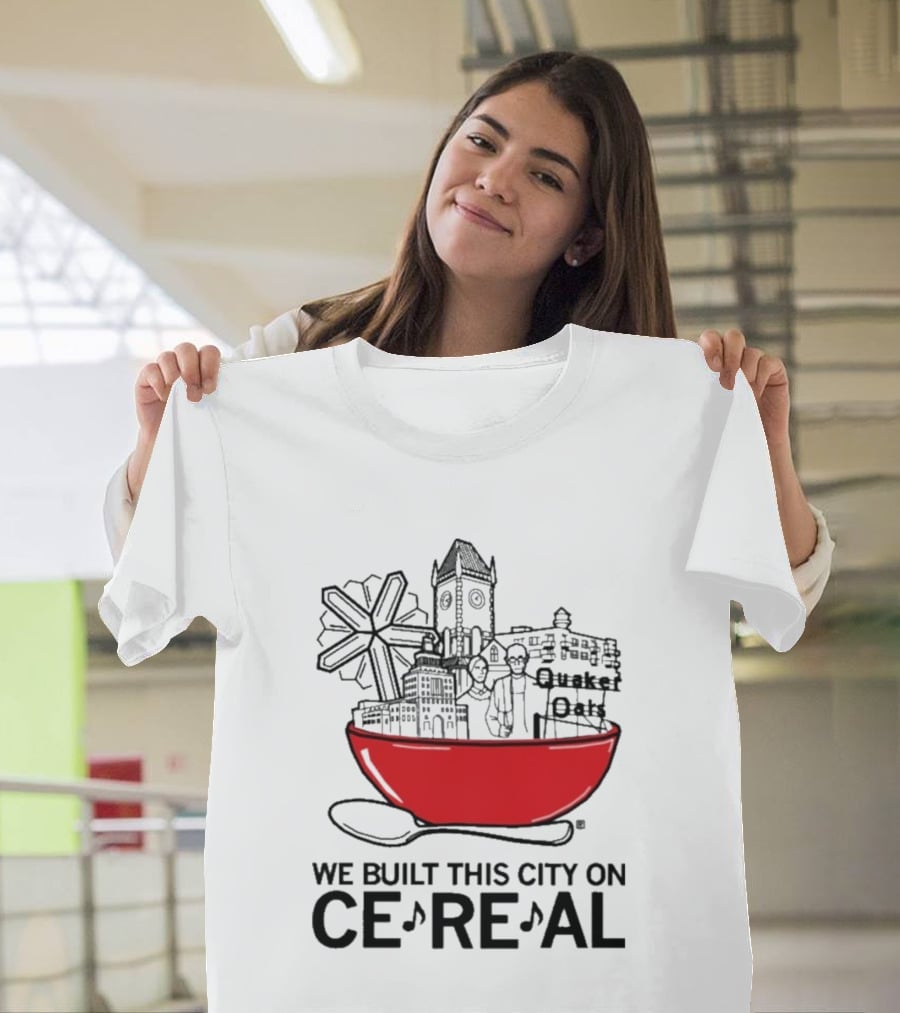 We Built This City On Ce Re Al Red Bowl Skyline T-Shirt