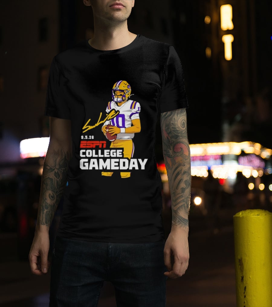 Sam Leavitt 9 3 26 ESPN College Gameday LSU Tigers Football T-Shirt