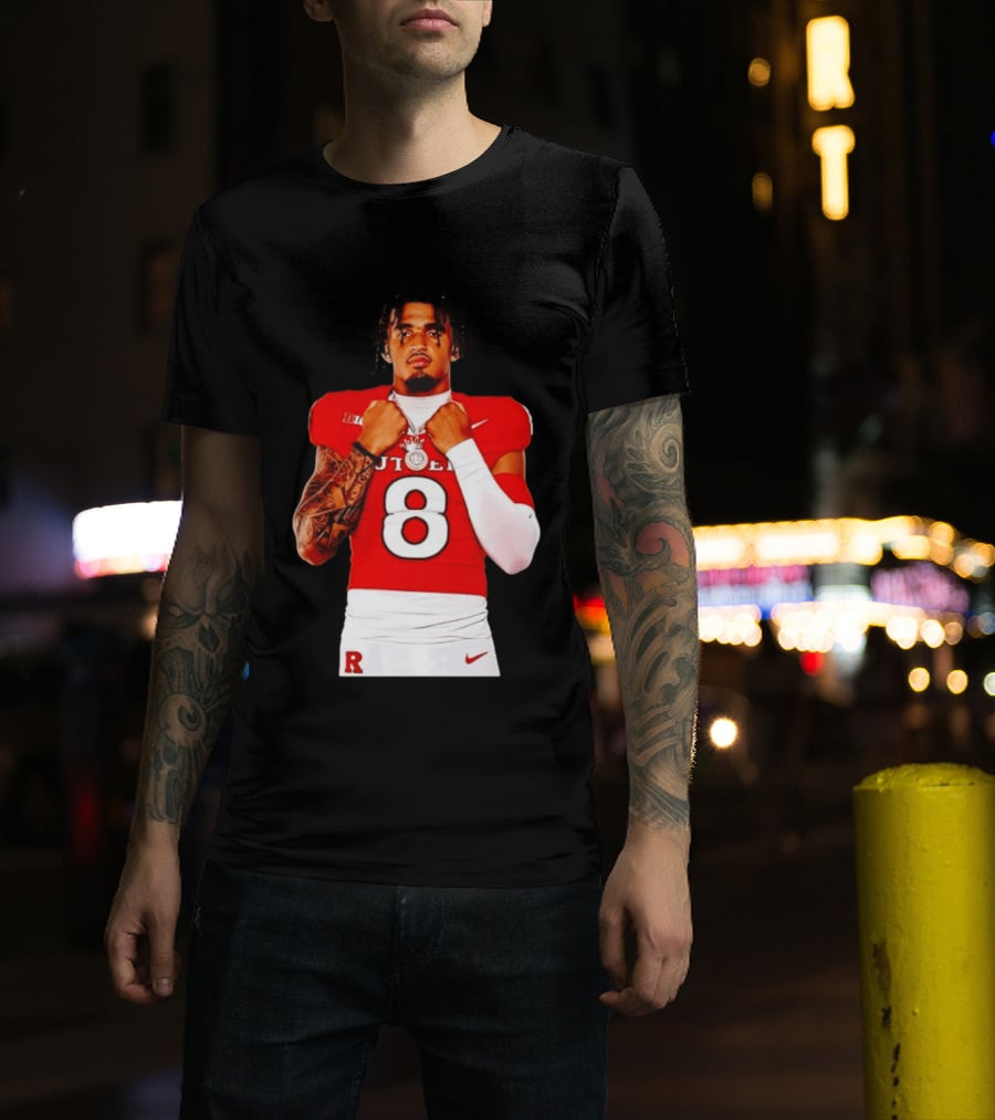 KJ Duff Rutgers Scarlet Knights Football Number 8 NCAA Moment T-Shirt