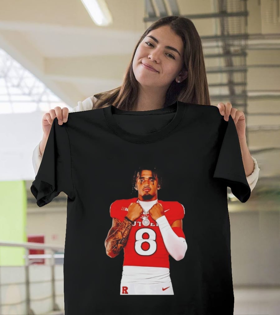 KJ Duff Rutgers Scarlet Knights Football Number 8 NCAA Moment T-Shirt