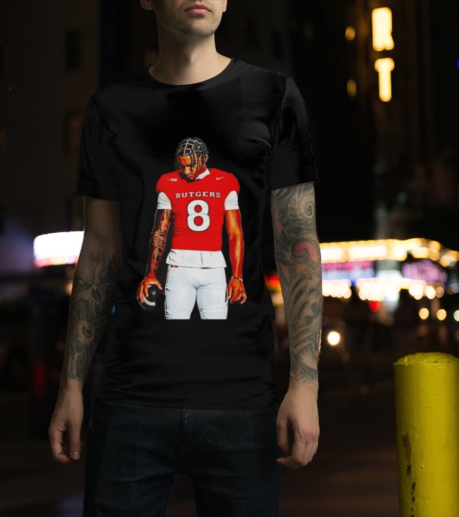 KJ Duff Number 8 Rutgers Scarlet Knights NCAA Football Player Nike Jersey T-Shirt