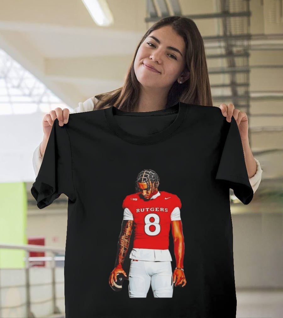 KJ Duff Number 8 Rutgers Scarlet Knights NCAA Football Player Nike Jersey T-Shirt