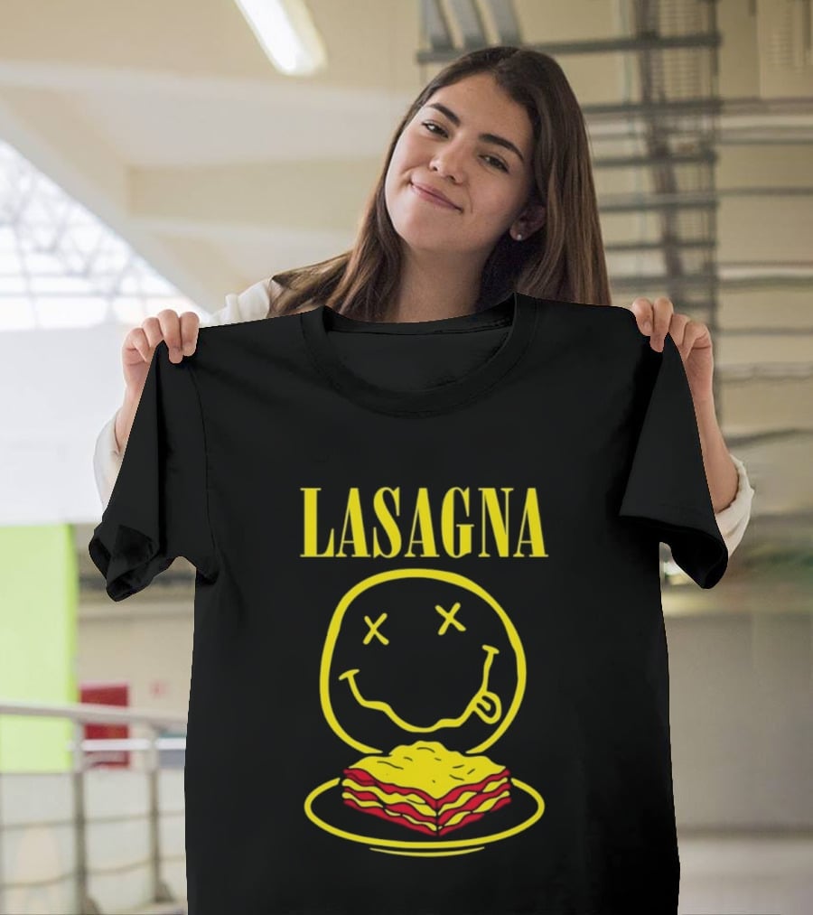 Lasagna Smiley Face Grunge Band Nirvana T-Shirt