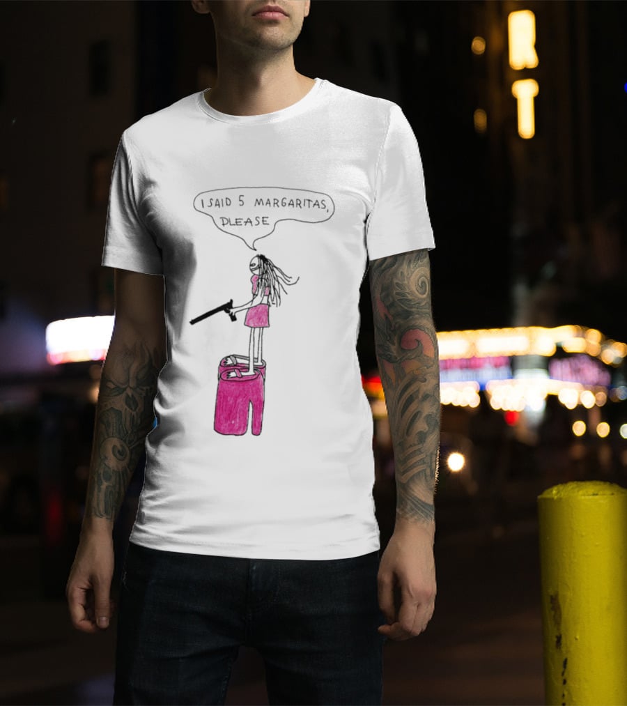 I Said 5 Margaritas Please Funny Stick Figure Woman On Chair T-Shirt