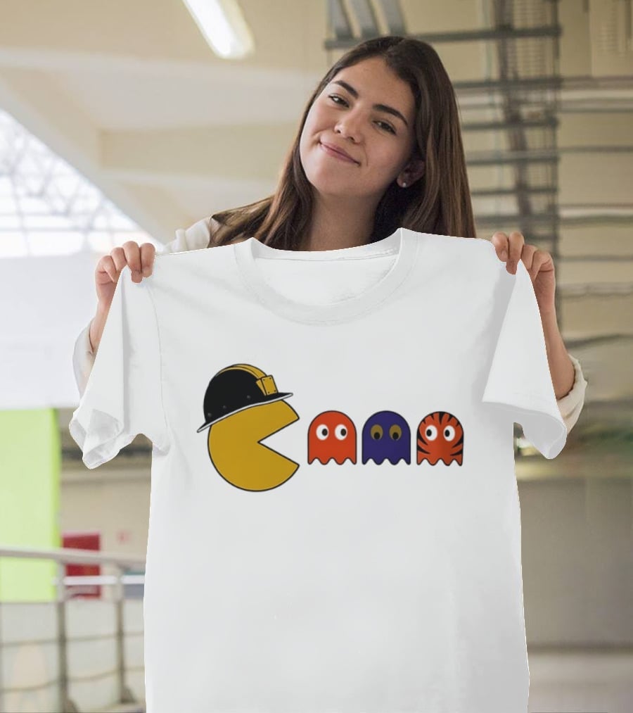 Pacman Hard Hat Ghosts Retro Gaming T-Shirt
