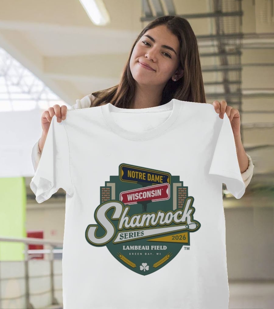 Notre Dame Wisconsin Shamrock Series 2026 Lambeau Field Green Bay WI T-Shirt