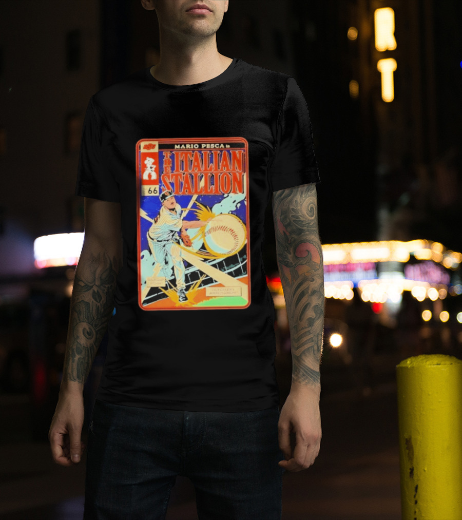Mario Pesca The Italian Stallion Comic No 66 Oklahoma State Cowboys Baseball T-Shirt