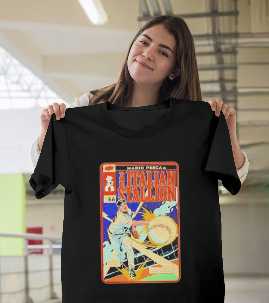 Mario Pesca The Italian Stallion Comic No 66 Oklahoma State Cowboys Baseball T-Shirt