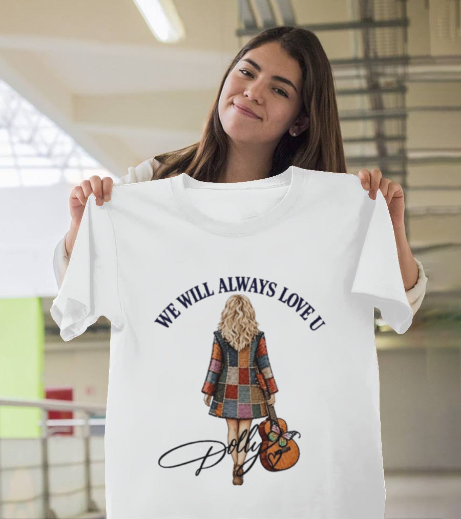 We Will Always Love U Dolly Retro Patchwork Guitar T-Shirt